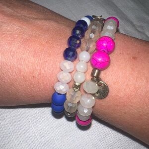 Vibrant Pink and Blue Ermish Bracelet Set